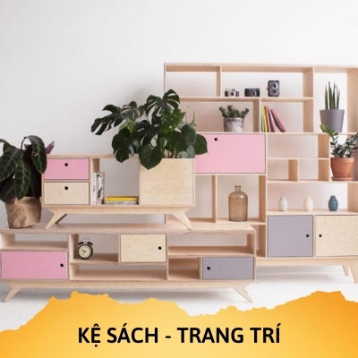 kệ sách gỗ plywood